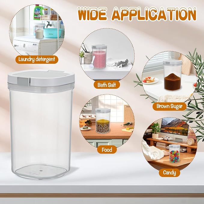 2 Pack Bath Salt Jar with Pop-Up Airtight Lid and Scoop, 1.8L Plastic Airtight - Image 6