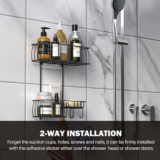 Epicano Shower Caddy Hanging, Anti-Swing Over Head Shower Caddy Rustproof - Image 3