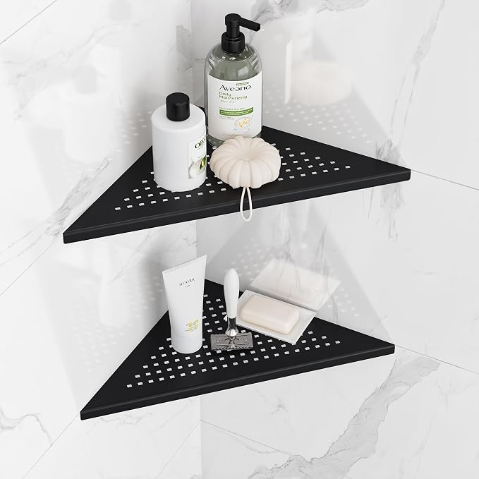 Neodrain 10 Inch Corner Matte Black Wall Shelf Set of 2, Floating Corner Shelves by Neodrain