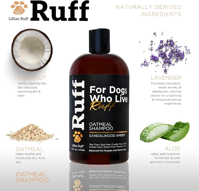 RUFF by Lillian Ruff Oatmeal Dog Shampoo | Sandalwood Amber | Professional Dog - Image 4
