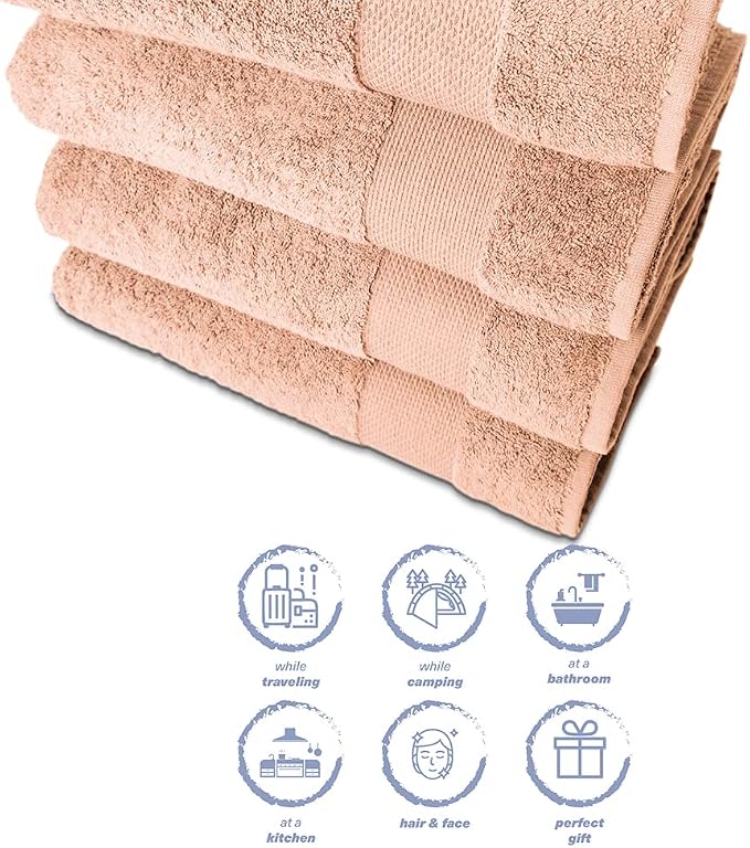 Hencely Premium Bath Towel Set of 4-28x58 Inches - Image 6