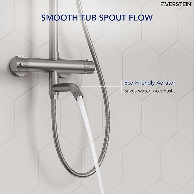 Exposed Shower System with Tub Spout, EVERSTEIN 10 inch High Pressure Shower - Image 6