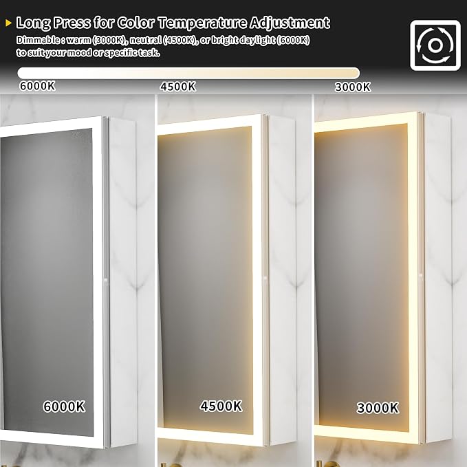 LED Medicine Cabinet Mirror for Bathroom, 48x30 Medicine Cabinet - Image 9