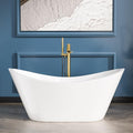 Sarlai 59 Inch Acrylic Freestanding Soaking Bathtub Contemporary Soaking White by Sarlai