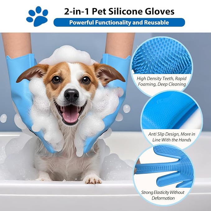 Dog Shampoo Brush, Dog Bath Brush, and Dog Washing Gloves | Essential Dog Bath - Image 3