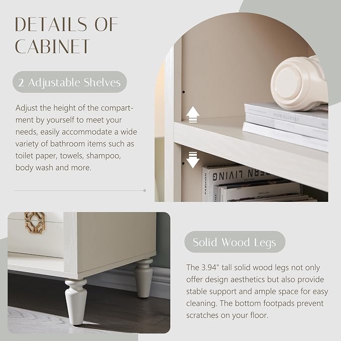 76" Tall Arched Bathroom Storage Cabinet, 5 Tiers Large Farmhouse Arched - Image 4