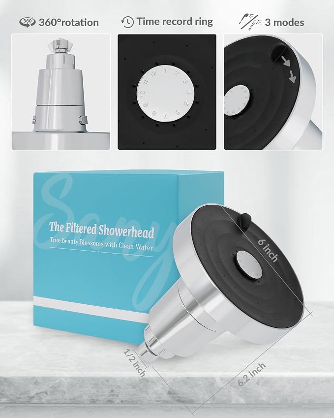 Filtered Shower Head for Hard Water, Removes Chlorine & Heavy Metals, KDF-55 - Image 4