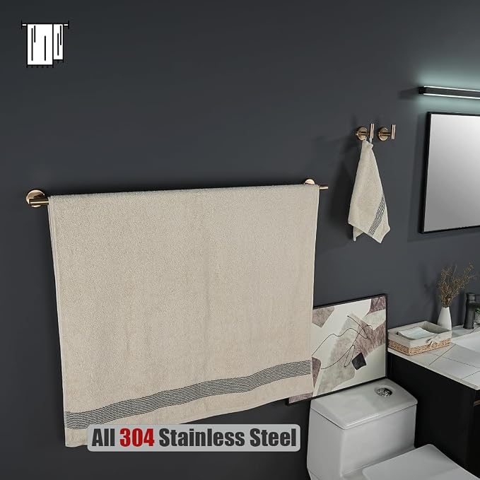 JQK Champagne Bronze Bath Towel Bar, 39 Inch 304 Stainless Steel Thicken 1mm - Image 6