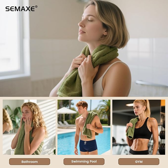 SEMAXE Sage Green Hand Towels for Bathroom, 100% Cotton Towels - Image 6