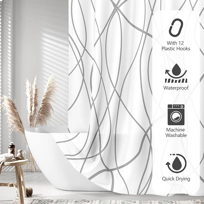 Tititex Morden 140gms Faux Linen Fabric Bath Shower Curtain Set Textured Fabric - Image 5
