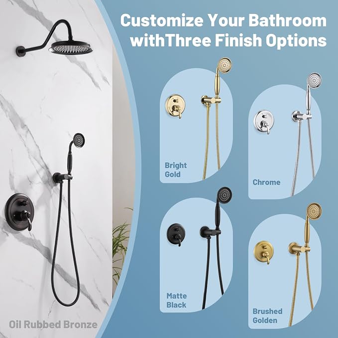 Antique Shower Head Faucet Set, Oil Rubbed Bronze Vintage Wall Mount Shower - Image 6