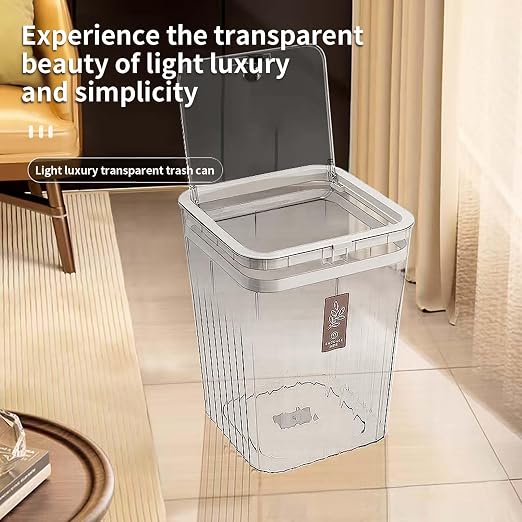 Bathroom Trach Can with Lid, 2.6 Gallon Grabage Can, Plastic Transparens Waste - Image 6