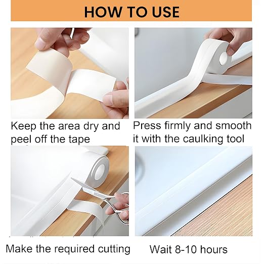 White Caulk Tape Waterproof Self Adhesive, Caulking Tape, Sealer Strip - Image 6