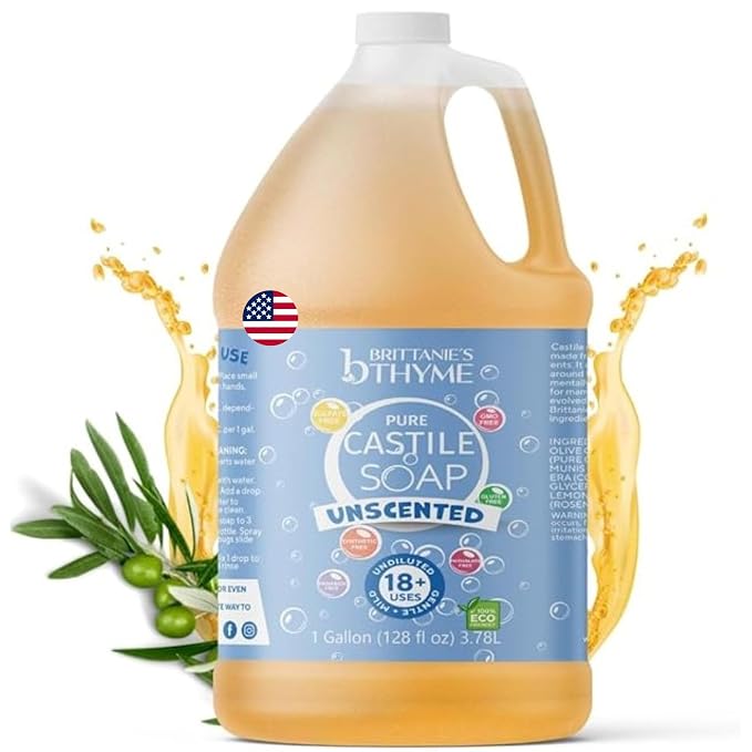 Brittanie's Pure Organic Castile Liquid Olive Oil Soap Refill, 1 Gallon by BrittaniesThyme