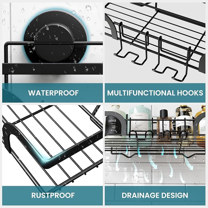 TAILI Shower Caddy Suction Cup 2 Pack, Heavy Duty Bathroom Basket, Bath Shelves - Image 7