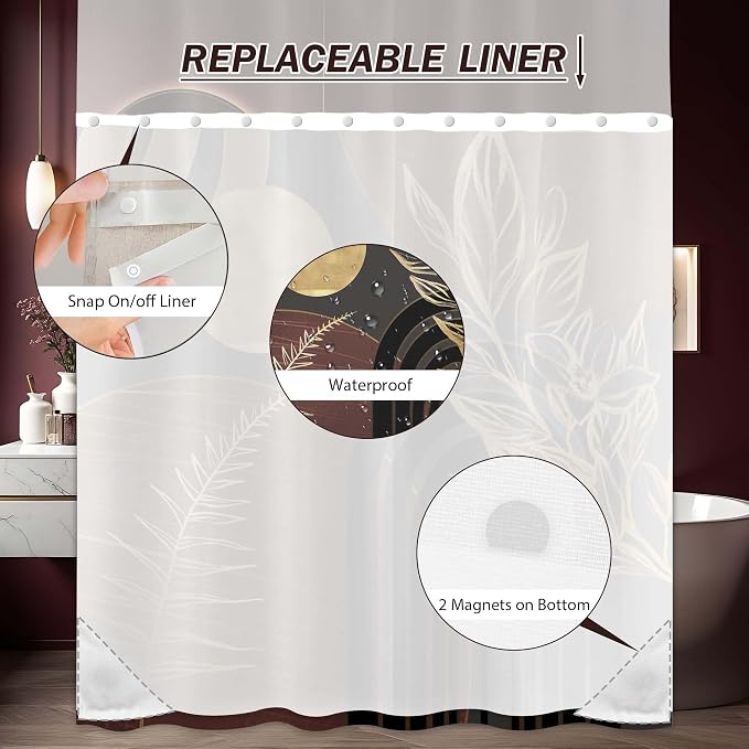 Dark Brown Boho See Through Mesh Top Shower Curtain - Image 6