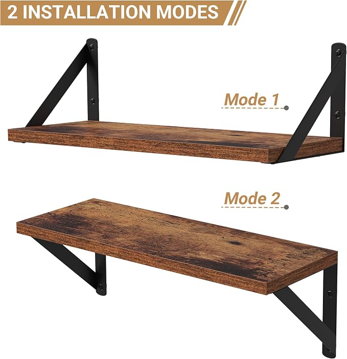Heimlove Floating Shelves for Wall, 16 Inch Long Wood Floating Shelves Set of 3 - Image 5