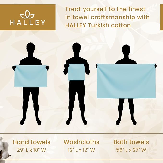HALLEY Turkish Towels Set 650 GSM Highly Absorbent Super Soft 100% Cotton - Image 9