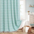 MitoVilla Teal Blue 72 x 78 Farmhouse Shower Curtain, Turquoise Boho 78 inch by MitoVilla