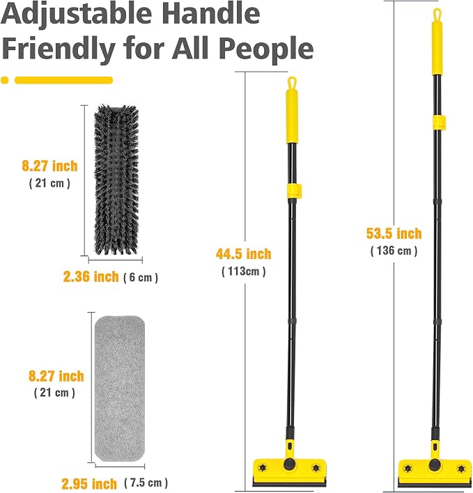 JEHONN Shower Cleaning Brush, 53.5 inches Long Handle Scrubbing Brush, 3-in-1 - Image 2