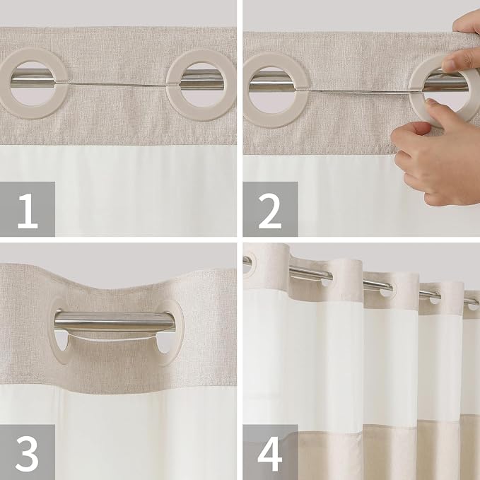 No Hooks Polyester Textured Shower Curtain - Image 4