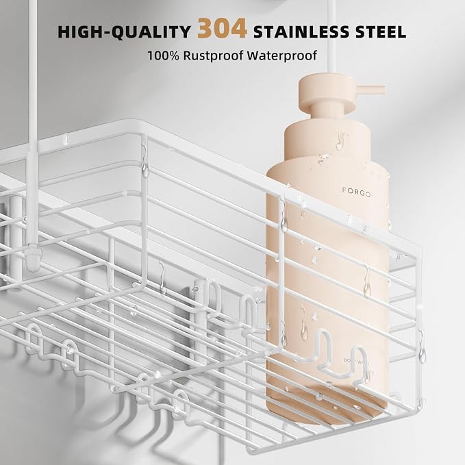 SHANSHUI Shower Hanging Caddy, Bathroom Shower Organizer Basket, Shampoo Bracket - Image 4