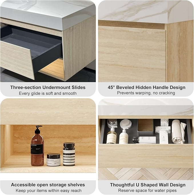 Ambrovina 48" Floating Bathroom Vanity - Image 3