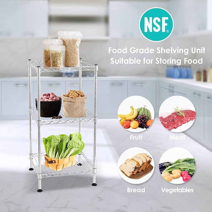 BNSPLY 3-Tier Adjustable Shelving Unit, Metal Wire Rack - Image 6