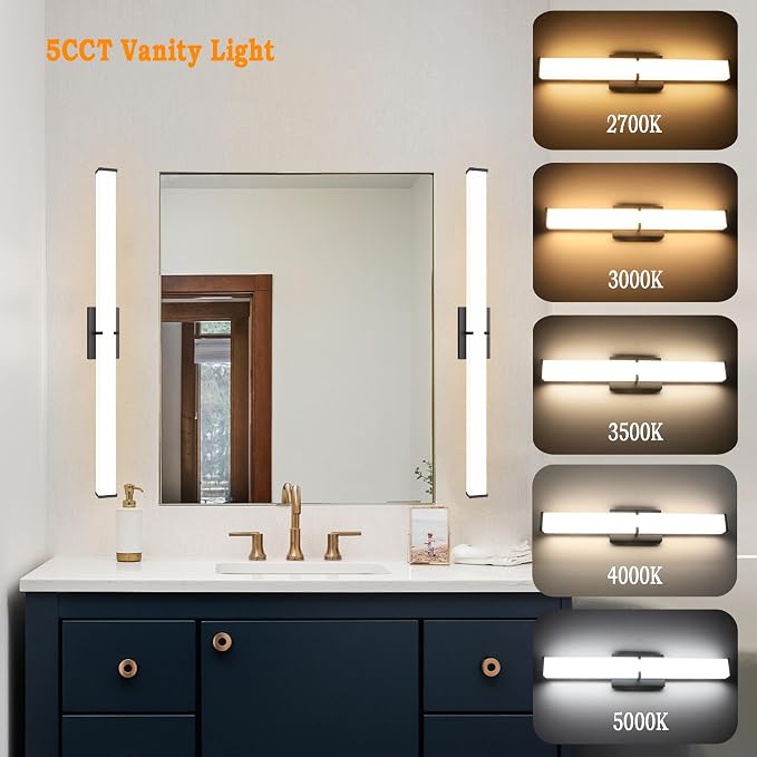 31.5Inch 3200LM Bathroom Light Fixtures 5CCT Optional, Dimmable Bathroom - Image 3