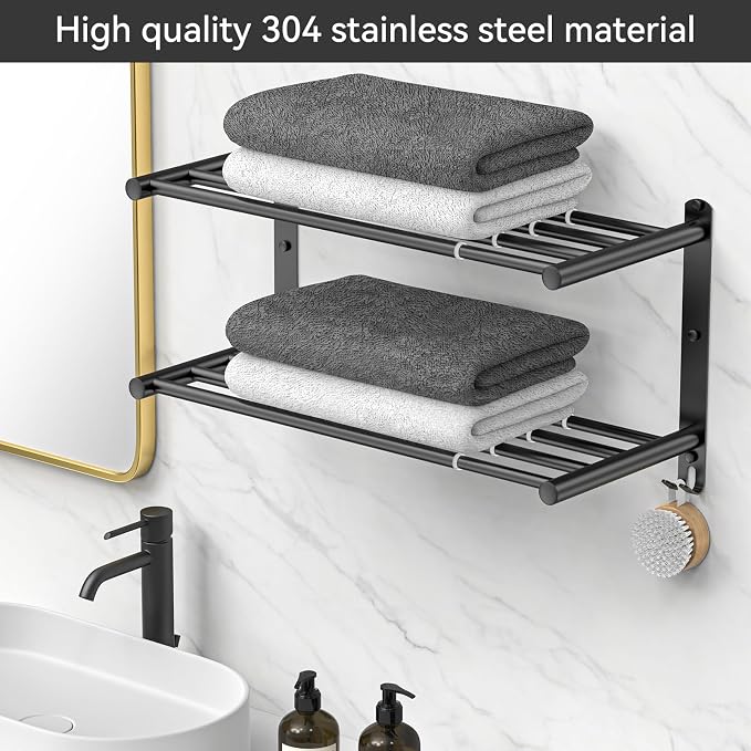 Black Adjustable Towel Bar for Bathroom Wall Mount17-30.7inch Adhesive Shower - Image 6