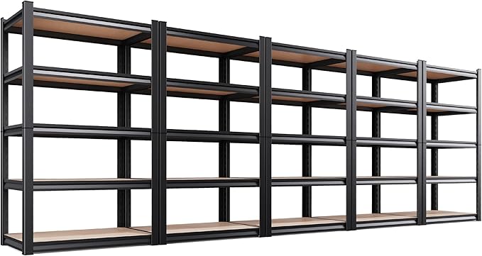 Set of 5 Garage Shelving 5-Tier Heavy Duty Storage Shelves, Adjustable Metal by Unknown