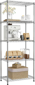 IZEUK 5-Tier Chrome Metal Storage Shelves, Adjustable Wire Shelving Unit by IZEUK