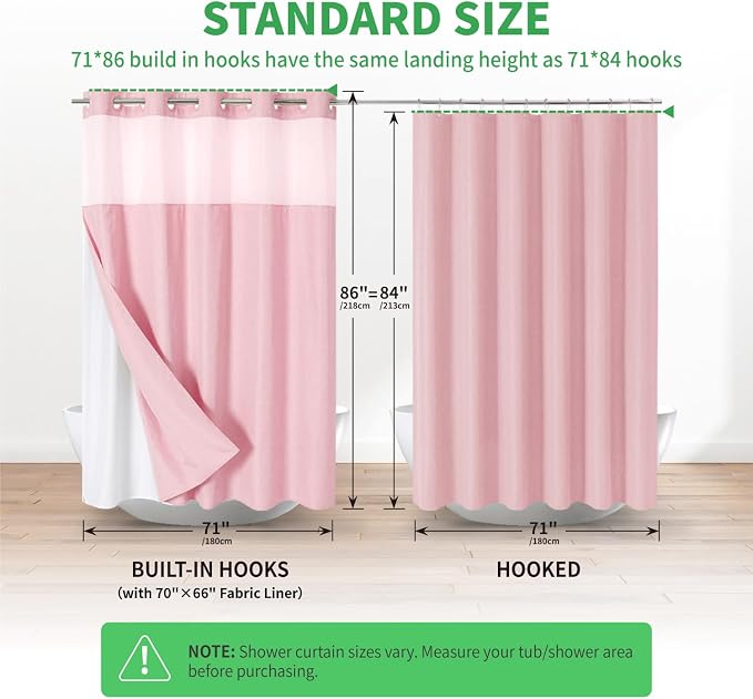 Extra Long No Hooks Needed Linen Textured Shower Curtain - Image 7