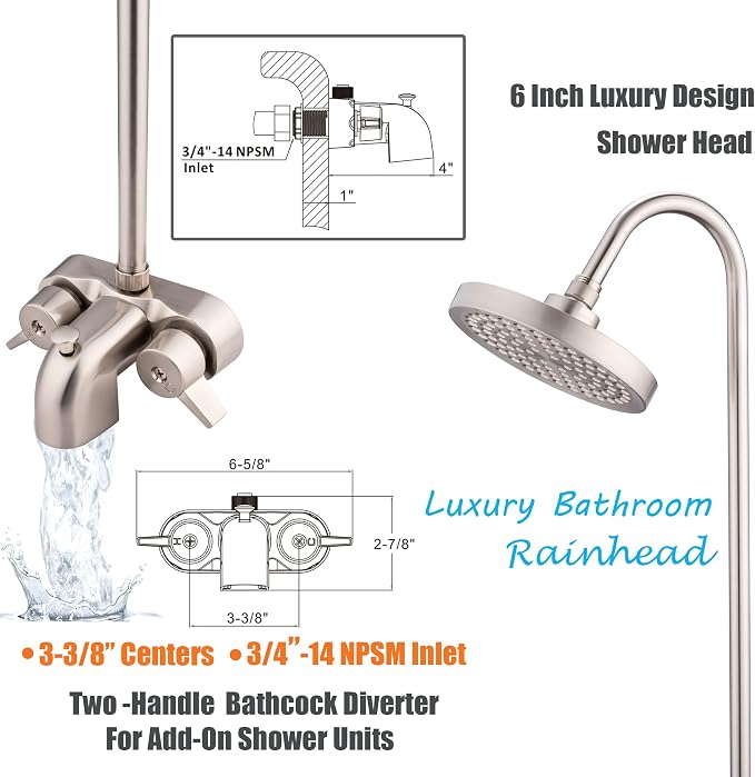 Clawfoot Tub Shower Kit, Add On Shower Units - Image 3