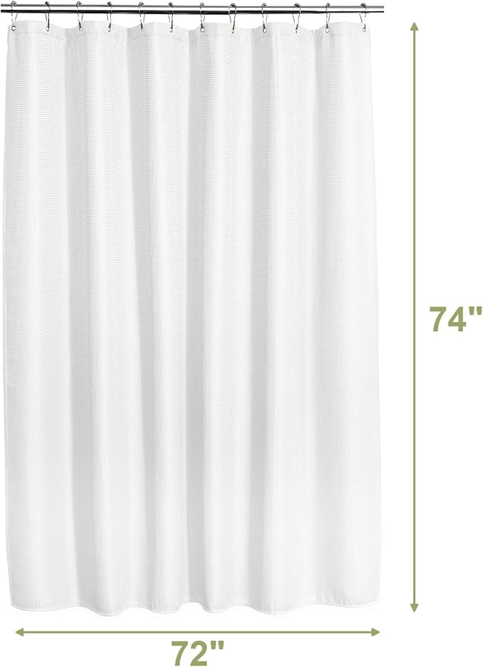 AmazerBath White Shower Curtain 72x74 Inches, Waffle Shower Curtains - Image 9
