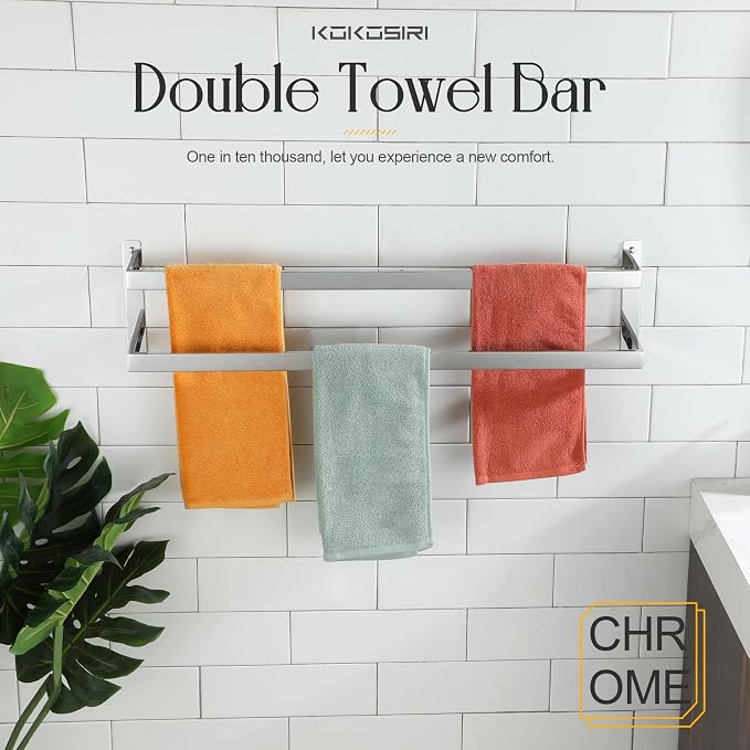 KOKOSIRI Towel Bars Bath Towel Holders 32 Inches Chrome Bathroom 2-Tiers Ladder - Image 8