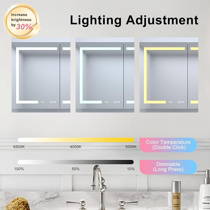 36" LED Lighted Medicine Cabinet - Image 8
