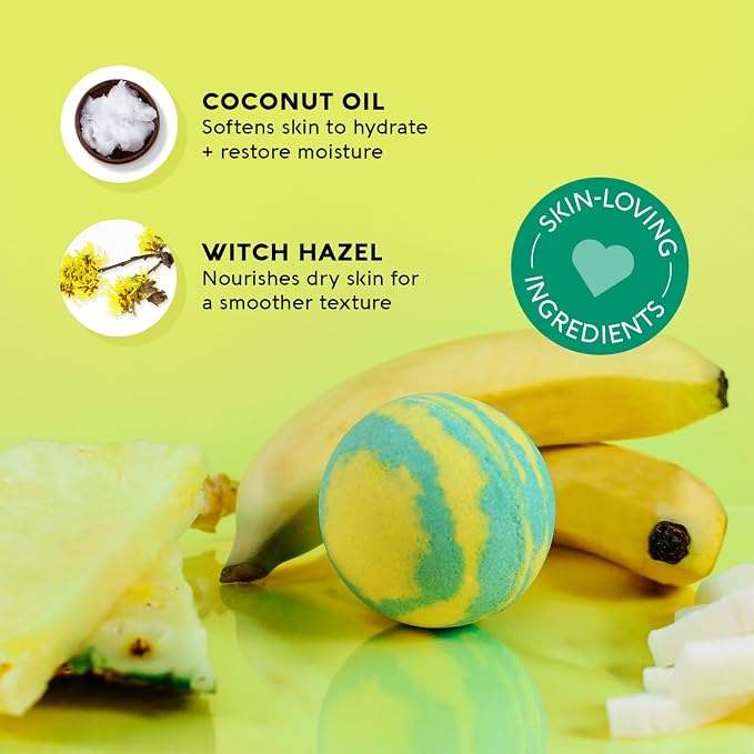 Nature's Beauty Tropical Escape, Pineapple & Coconut Scent Bath Bomb Multi-Pack - Image 2
