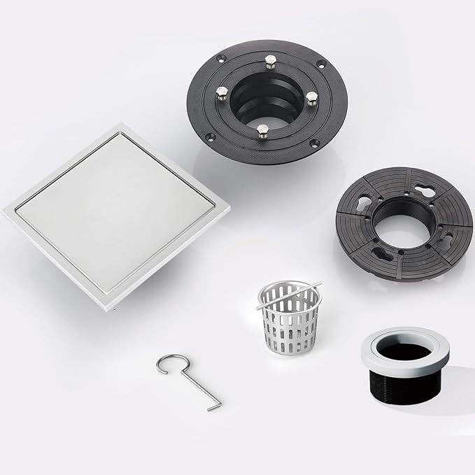 6 Inch Square Shower Floor Drain, Shower Drain Kit - Image 5