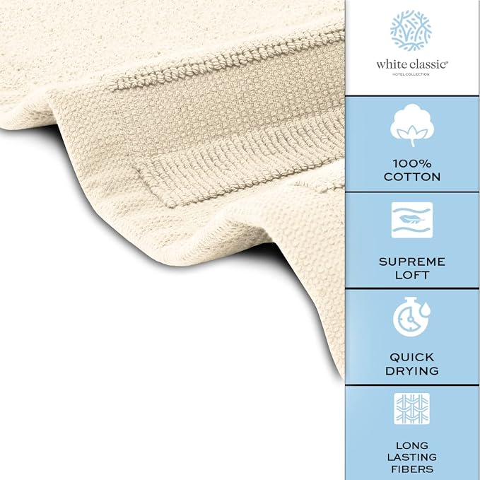 White Classic Luxury Bath Mat Floor Towel Set - Image 6
