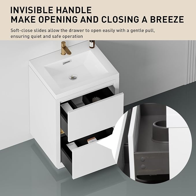 24 Inch Bathroom Vanity with Sink, Single Sink Bathroom Vanity, Freestanding - Image 3
