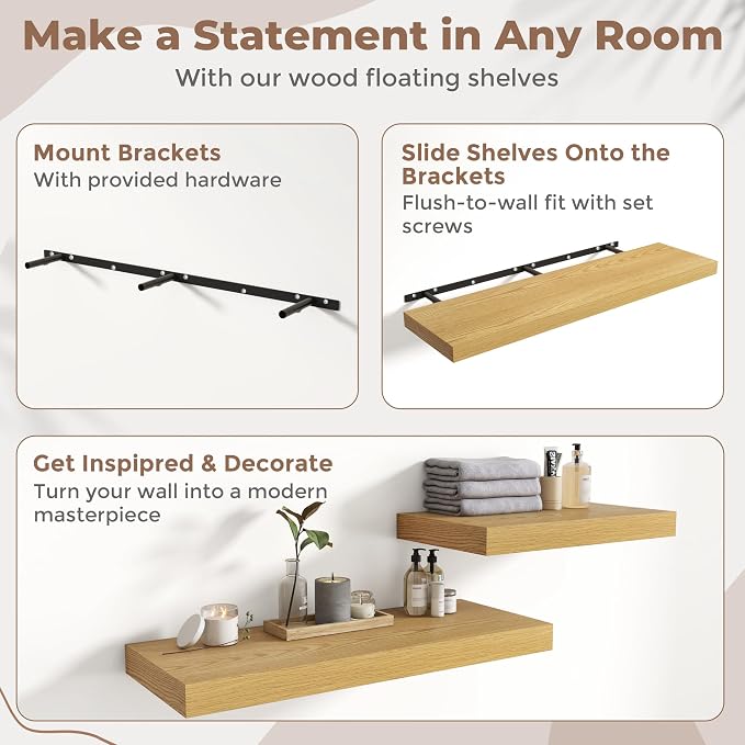 55 Inch Long Floating Shelves for Wall Set of 2, Easy Install Engineered Wood - Image 5