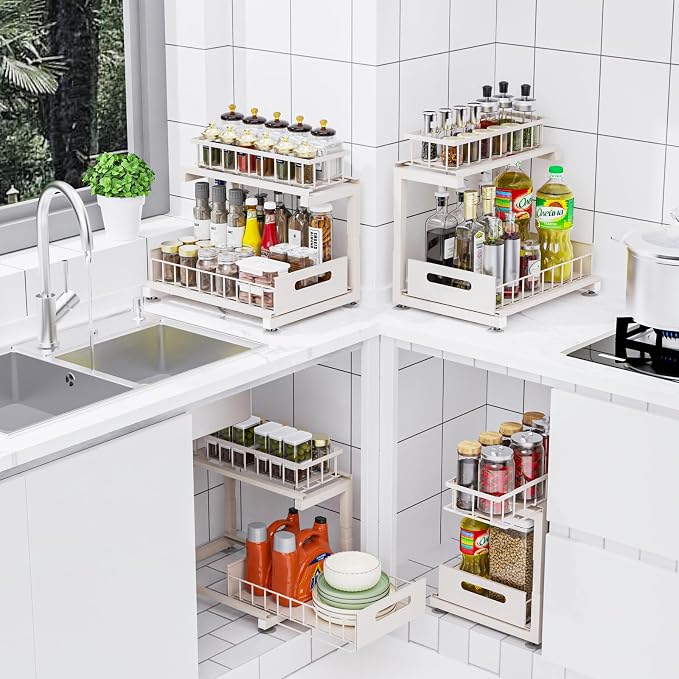 Under Sink Organizer, Heavy Duty Metal Slide Out Sink Shelf Organizer Height - Image 4
