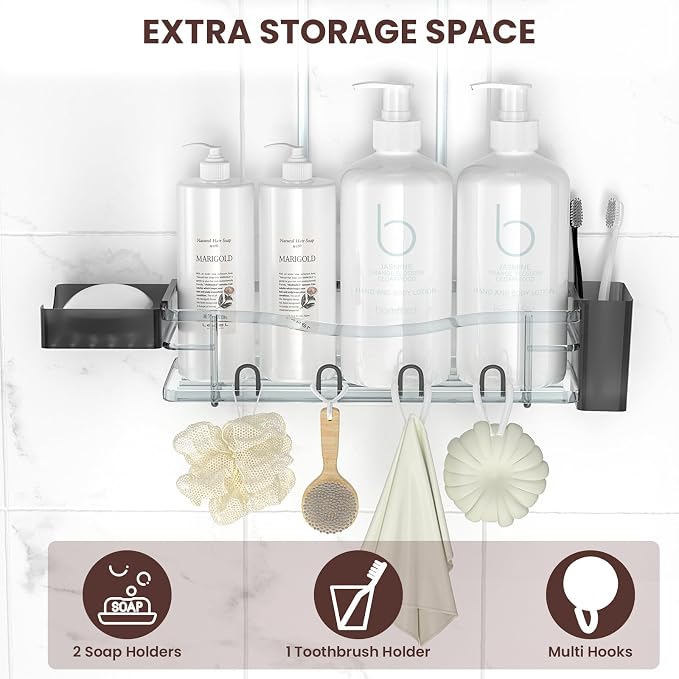 REINHARDT Shower Caddy Hanging, Rustproof Bathroom Caddy Anti-Swing Shower - Image 8