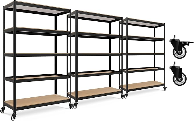 HOMEDANT House 5-Tier Metal Rolling Cart Shelf Rack Casters Heavy Duty by TheBestOrganizingSolution