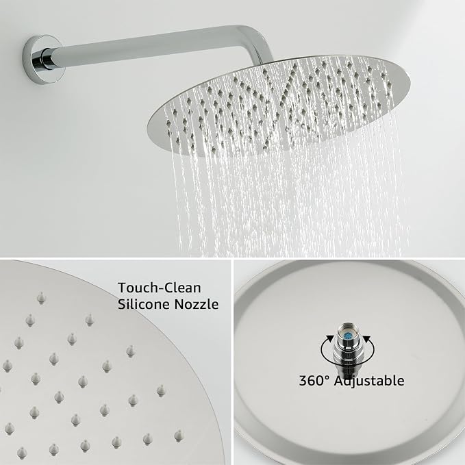 Iriber Chrome Shower System Wall Mounted Shower Faucet Mixer Set - Image 3