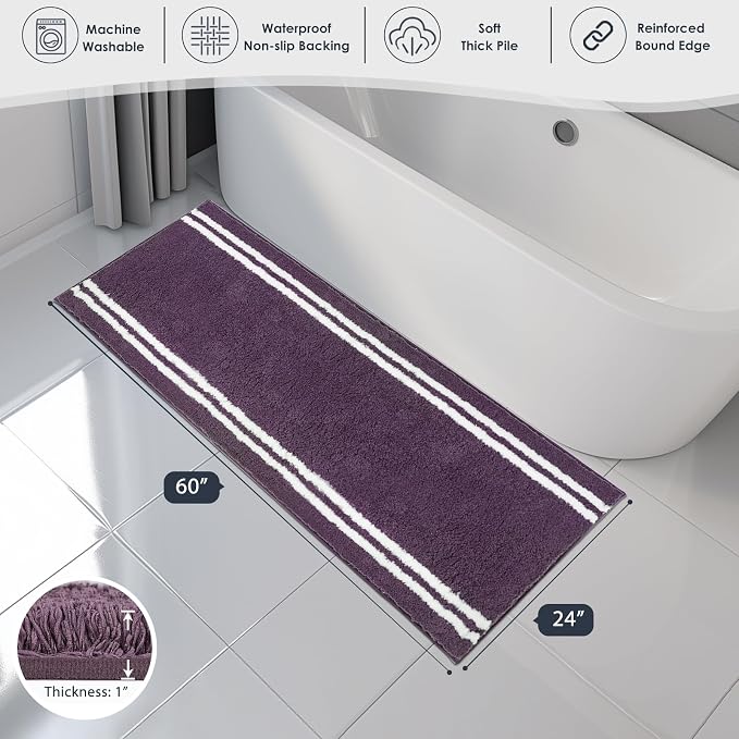 PURRUGS Bathroom Rug Non-Slip Machine Washable 24" x 60", Super Absorbent and - Image 7
