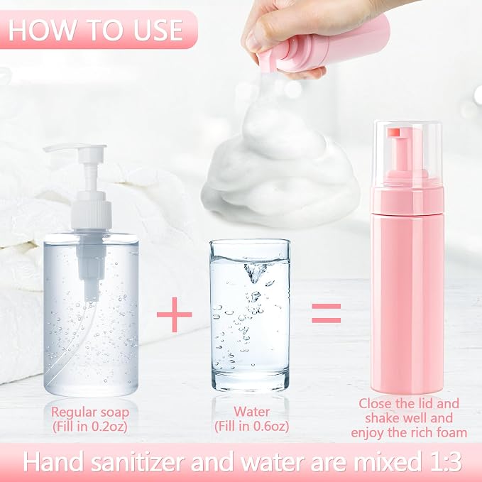 Foam Pump Bottle 5.1oz/150ml Pink Empty Foam Bottle Pump, Travel Foam Bottle - Image 3
