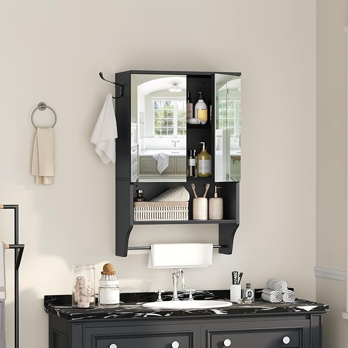 Bathroom Wall Cabinet with Mirror, Medicine Cabinet with 2 Door and Adjustable - Image 2