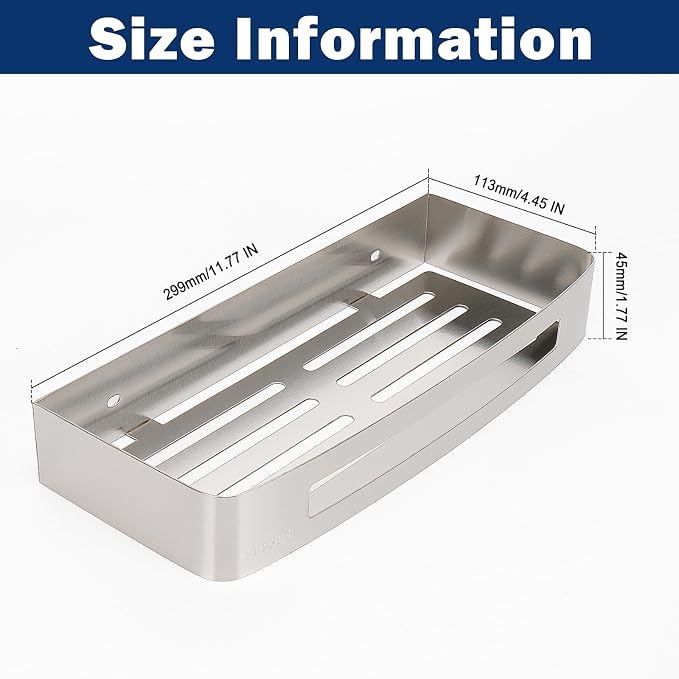 NearMoon Bathroom Shower Caddy 2 Pack, No Drill 304 Stainless Steel Shower - Image 2